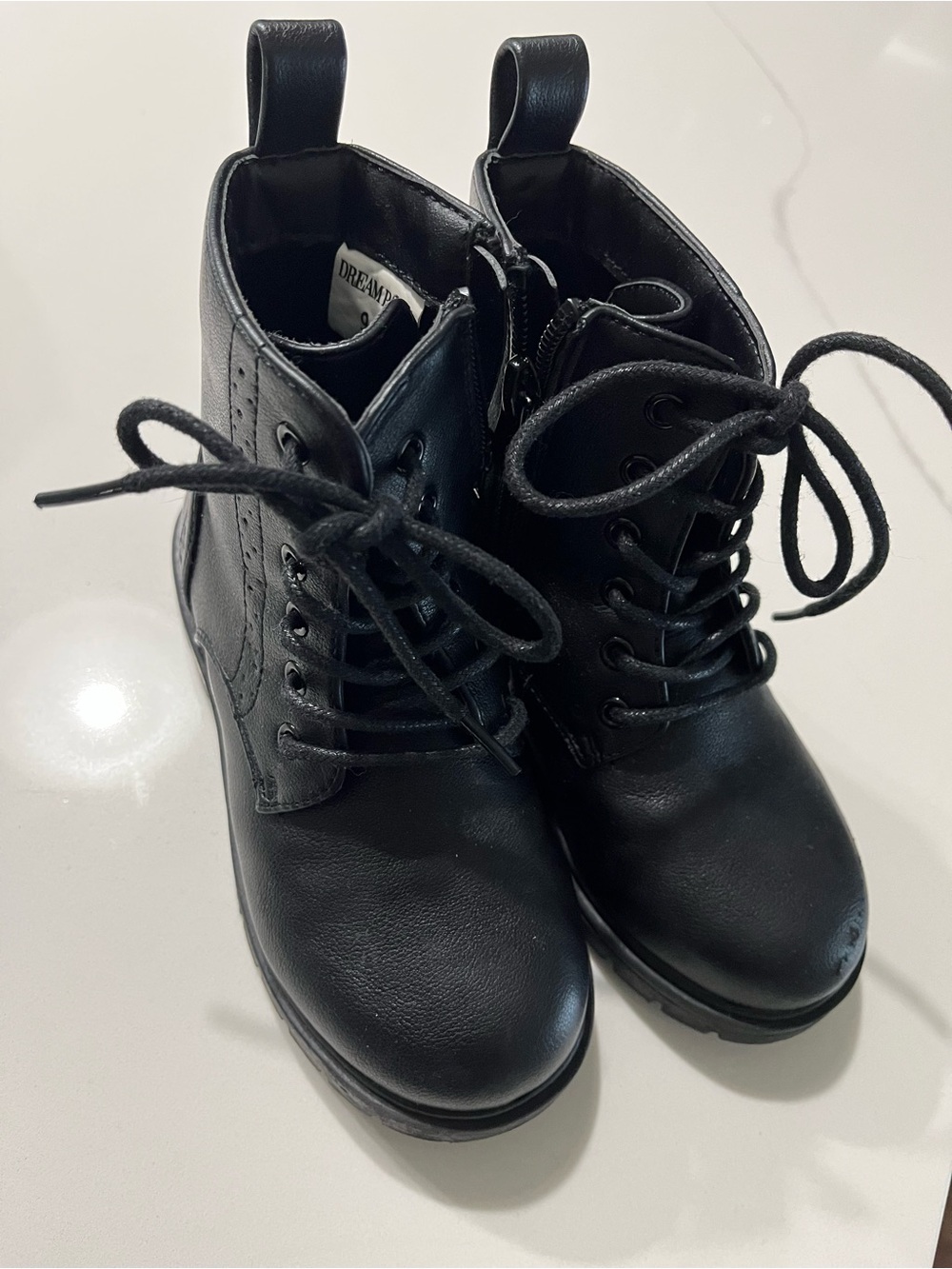 Kids Black Lace-Up Combat Boots by DreamOn